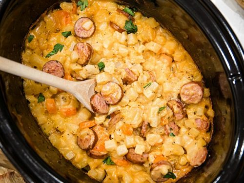 Cheesy Slow Cooker Smoked Sausage Potatoes Must Love Home